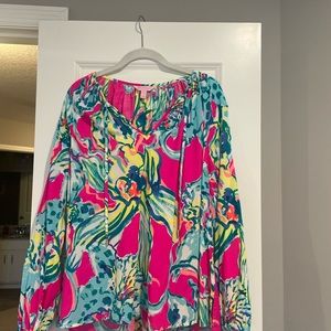 Lilly Pulitzer Sz L Hot Pink Blouse